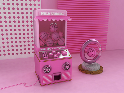 Hello Dribbble! c4d candy dribbble fun hello pink