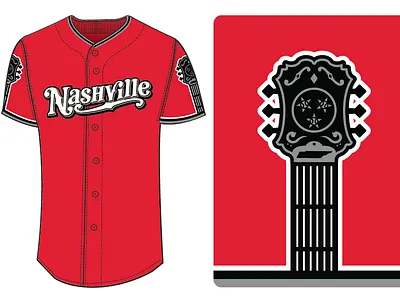 Nashville Sounds Red Alternate Jersey baseball friday guitar jersey milb music city nahsville nashville sounds red sounds tennessee