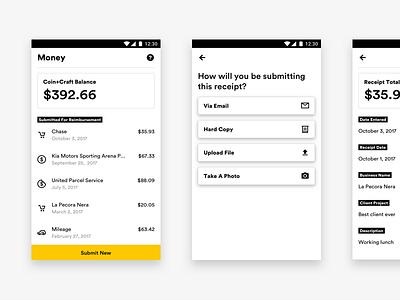 Expense Manager dashboard expense form yellow