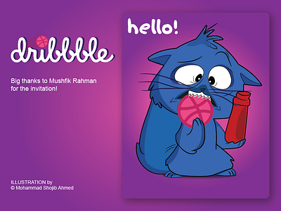 Hello Dribbble! blue debuts first shot hello dribbble illustration pink