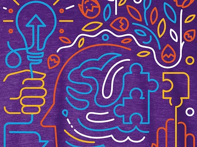 More is More flower hand light line puzzle shirt water