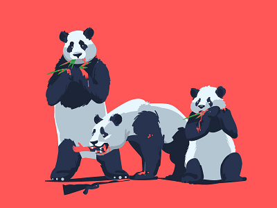 Panda Hunt animal art artwork bear china gun hunt illustration illustrator panda vinyl wwf