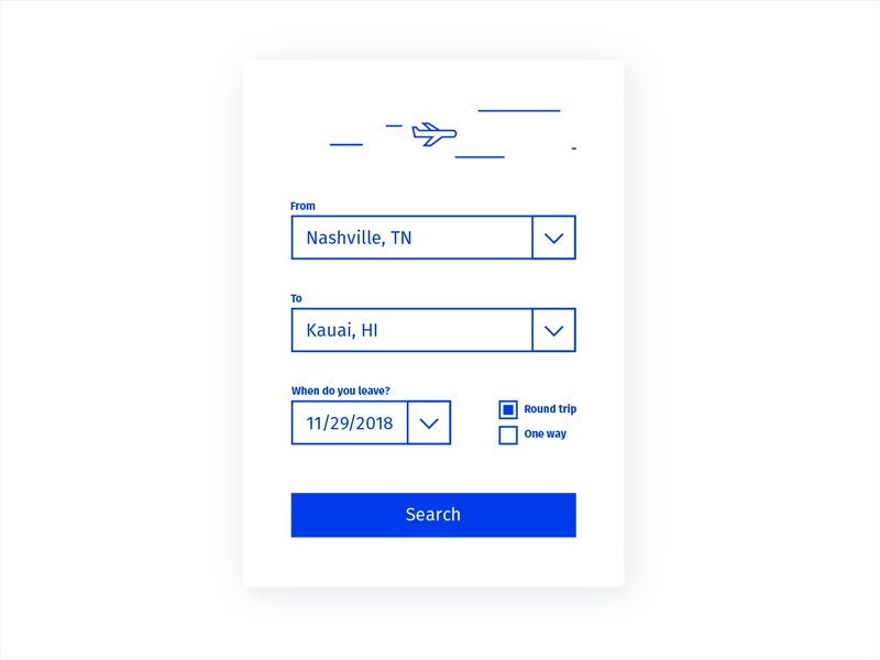 Daily UI Day 068 — Flight Search blue flight flight search flying ik blue plane