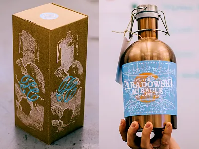 Miracle Cure beer blue copper growler label screen print tag