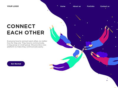 Social Media Landing Page connect illustration landing page procreate social media ui ui design ux website