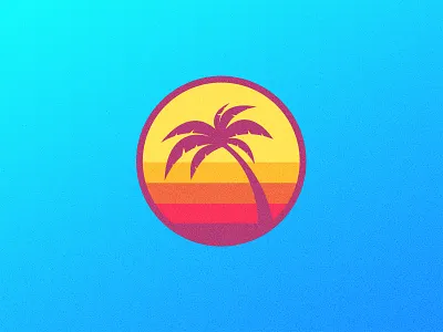 Sunrise Palm badge bands beach colorful miami ocean orange palm tree pink sunrise sunset thick lines