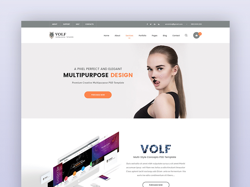 Volf - Creative Multipurpose PSD Template classic clean creative marketing multi purpose psd templates seo shop