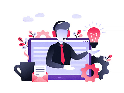 Tech Support character concept design flat illustration technology vector