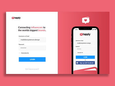 Tapply Login Page UI concept landing page login social tapply ui ux web dev website