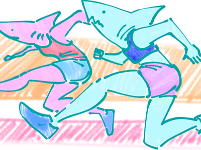 Shark Stars neon pastel sharks sports track and field