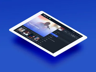 Adaptive Player app artist blue cards entertainment gradient music stream touch ui