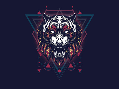 Tiger Sacred Geometry animal apparel head illustration poster sacred geometry t shirt design tattoo tiger website wild