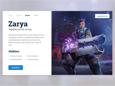 Overwatch Bio Card - Zarya bio card design flat gaming overwatch sketch ui zarya
