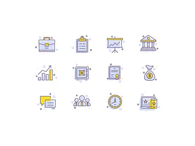 Finance icon set briefcase finance icon money set stats