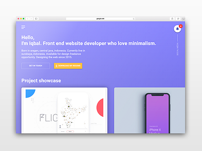 One page material design portfolio mockup one page website portfolio