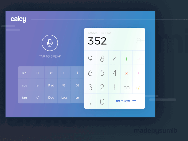 Calculator App Concept animation app calculator contest ui uplabs ux web website