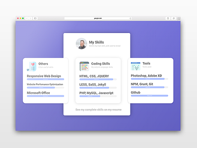 Skills Card UI card material design mockup