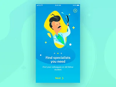 Onboarding scren1 blue character doctor illustration man mobile onboarding team ui
