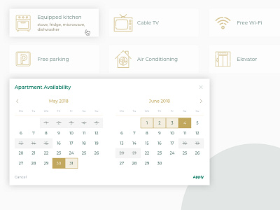 Apartment rental animation calendar date day rent ui ux web widget