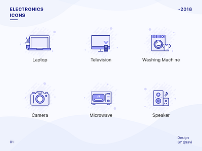 Electronics Store Icon Set beautiful blue camera colors icongraphy icons illustrator laptop microwave speaker television washing machine