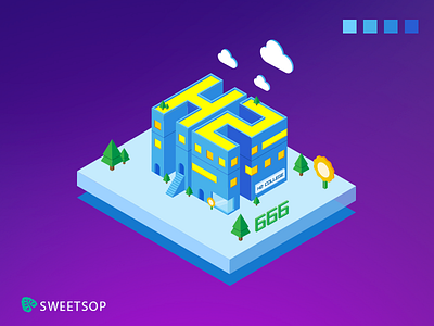 Equidistant illustration 2.5d equidistant illustration 等距插画 轴测图