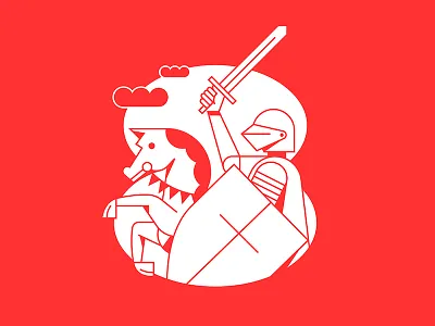 Knight 8 character horse knight letter number old red silhouette sword type warrior