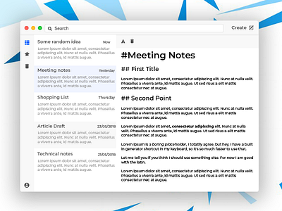 Cloud Rapidity - A note taking app app desktop electron mac notes office ui