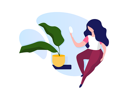 Girl with the mirror beauty blob girl illustration mirror plants