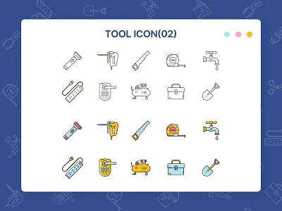 Tool icon - 02 hardware icon line multicolor tool