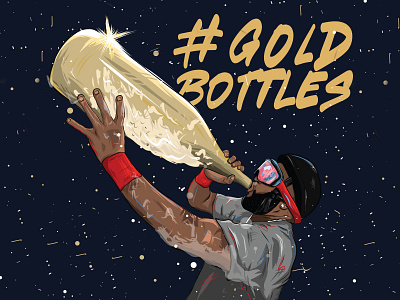 Gold Bottles Tee adobe draw apparel apple pencil baseball boston david ortiz illustration ipad pro mlb red sox sports