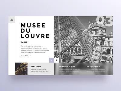 Landing page for Daily UI #003 architecture blur card cover dailyui landing menu page paris slider