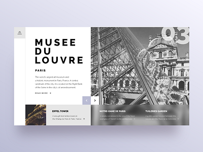 Landing page for Daily UI #003 architecture blur card cover dailyui landing menu page paris slider