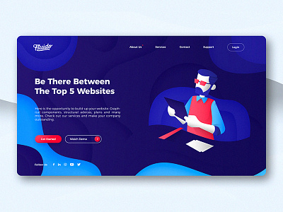 Fluido Website Header branding device gradient hero laptop sketch slider tech ui ux web website