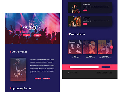 Landing Page blue dailyui design gradients interaction landing page music festival ux