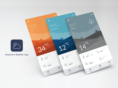 Weather app UI & illustration app concept weather