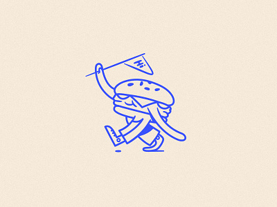 Hamburger walk cheese flag hamburger icon illustration logo