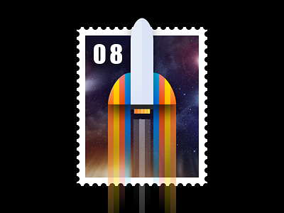 Rocket Stamp fire flat icon illustration logo planet rocket space stamp vector