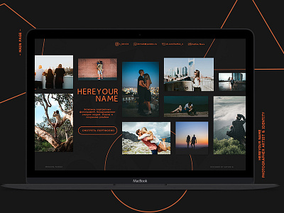 Website of photographer's portfolio black geometry graphite orange photo photographer photography