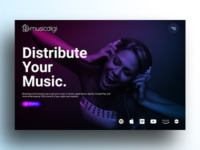 Musicdigi (landing page) isometric mockup mockup perspective mockup ui user interface web website