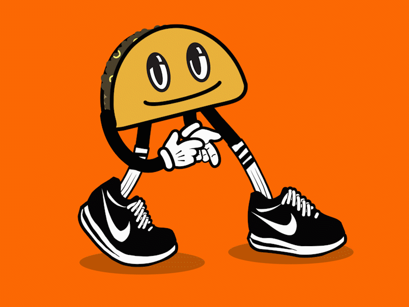 Walking Taco Dude after animation cartoon cycle effects nike sneakers walk