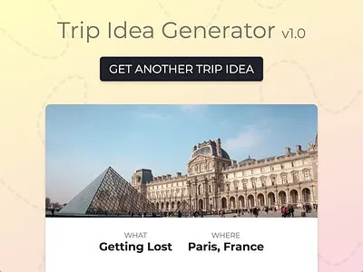 Ux Design Contest 6 Example: Trip Idea Generator simple app ui ux design contest visual design