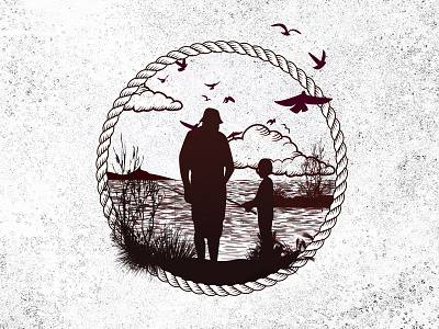 Fishing art father fishing graphic