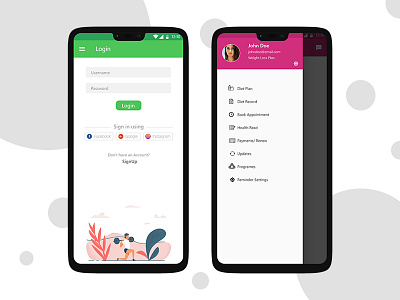 Nutritionist App UI android app design dietitian layout login nutrition nutritionist oneplus ui ux