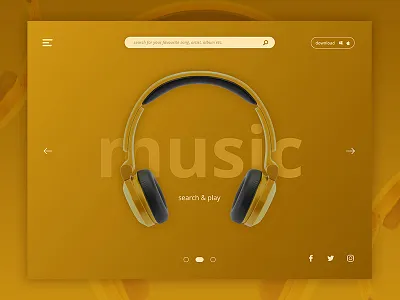 Landing Screen Interface for Music Application application design experience interaction interface mobile ui ux website