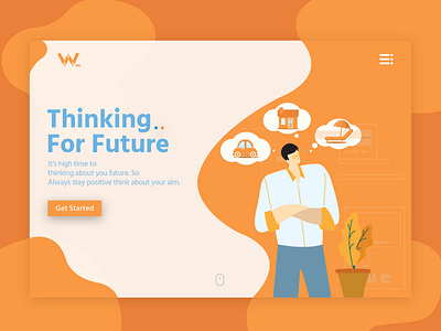 Thinking for future apps business character illustration interaction landingpage minimal trend typography ui ux