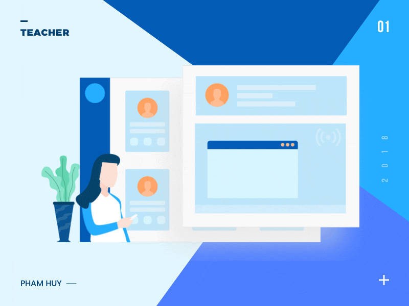 Illustration Animated 1 blue color education elearning illustration landing page teacher ui ux vietnam web design website