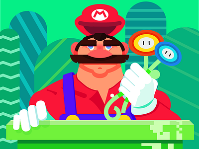 Sexy Mario buff character date flowers gaming green illustration mario nintendo tube