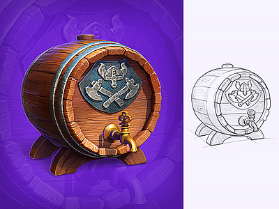 Viking Ale 2d 2d art barrel game game icon icon process prop rpg sketch slots viking