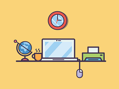 Workspace Students computer design graphic flat design graphic design illustration student workspace