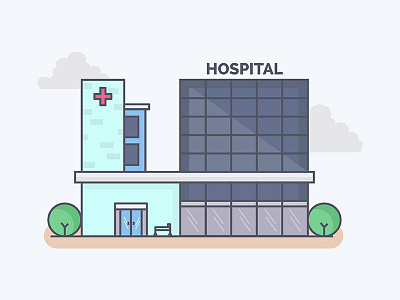 Hospital Illustration 01 architecture building doctor flat design grqaphic design hospital medical center nurse reguler